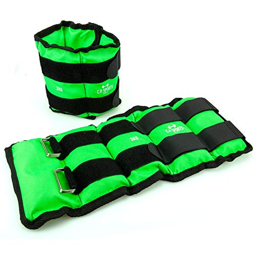 C.P.Sports Weight Cuffs Pairs for wrists & ankles | Weights for arms & legs | 0.5KG to 8KG | Ankle Weights for fitness, jogging, endurance, strength training | 2X 1.0KG + 2X 2.0KG + 2X 3.0KG