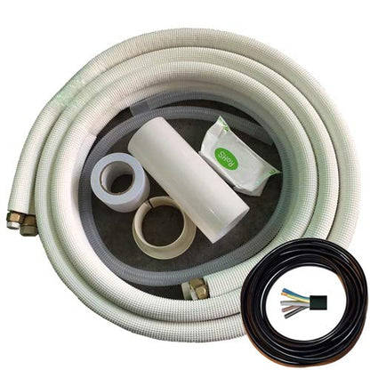 2x 7m copper refrigerant line copper pipe for split air conditioner 9000/12000 btu 2.7kW/3.6kW air conditioning unit pure copper (1x 1/4 inch + 1x 3/8 inch)