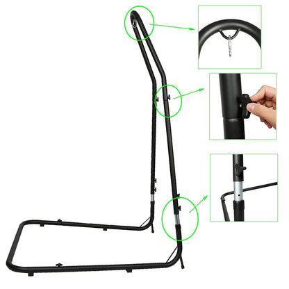 Hanging chair made of metal, hammock chair on stand, indoor hammock, adjustable height (200 - 250 cm), for garden, balcony, bedroom, max load 150 kg, Style C