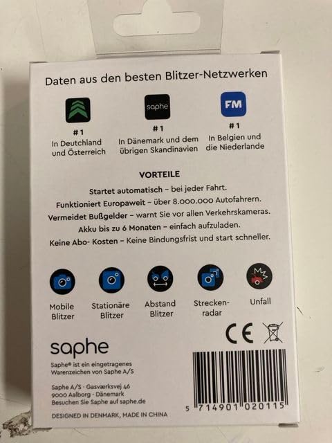 Saphe One+ speed camera warning system for your car – alerts you to speed cameras and hazards using data from Blitzer.de – no subscription required