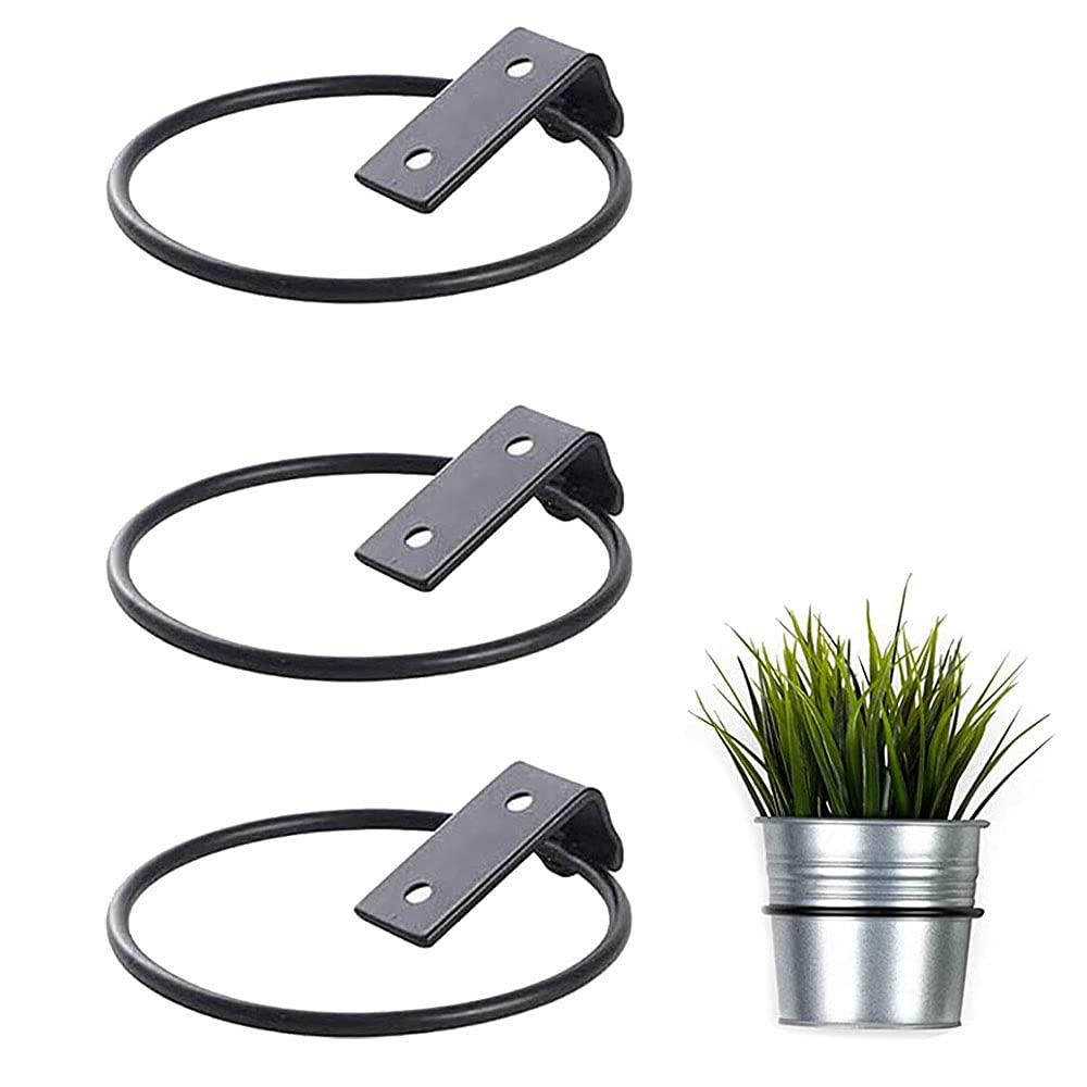 3 pieces Flower Pot Wall Mounted Holder, Foldable Plant Pot Holder Wall, Metal Plant Pot Holder Pot Ring Hook, Used for Home Garden Balcony Outdoor Plant Pot Holder Wall (17.5 x 15 x 6.2 cm)