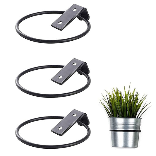 3 pieces Flower Pot Wall Mounted Holder, Foldable Plant Pot Holder Wall, Metal Plant Pot Holder Pot Ring Hook, Used for Home Garden Balcony Outdoor Plant Pot Holder Wall (17.5 x 15 x 6.2 cm)