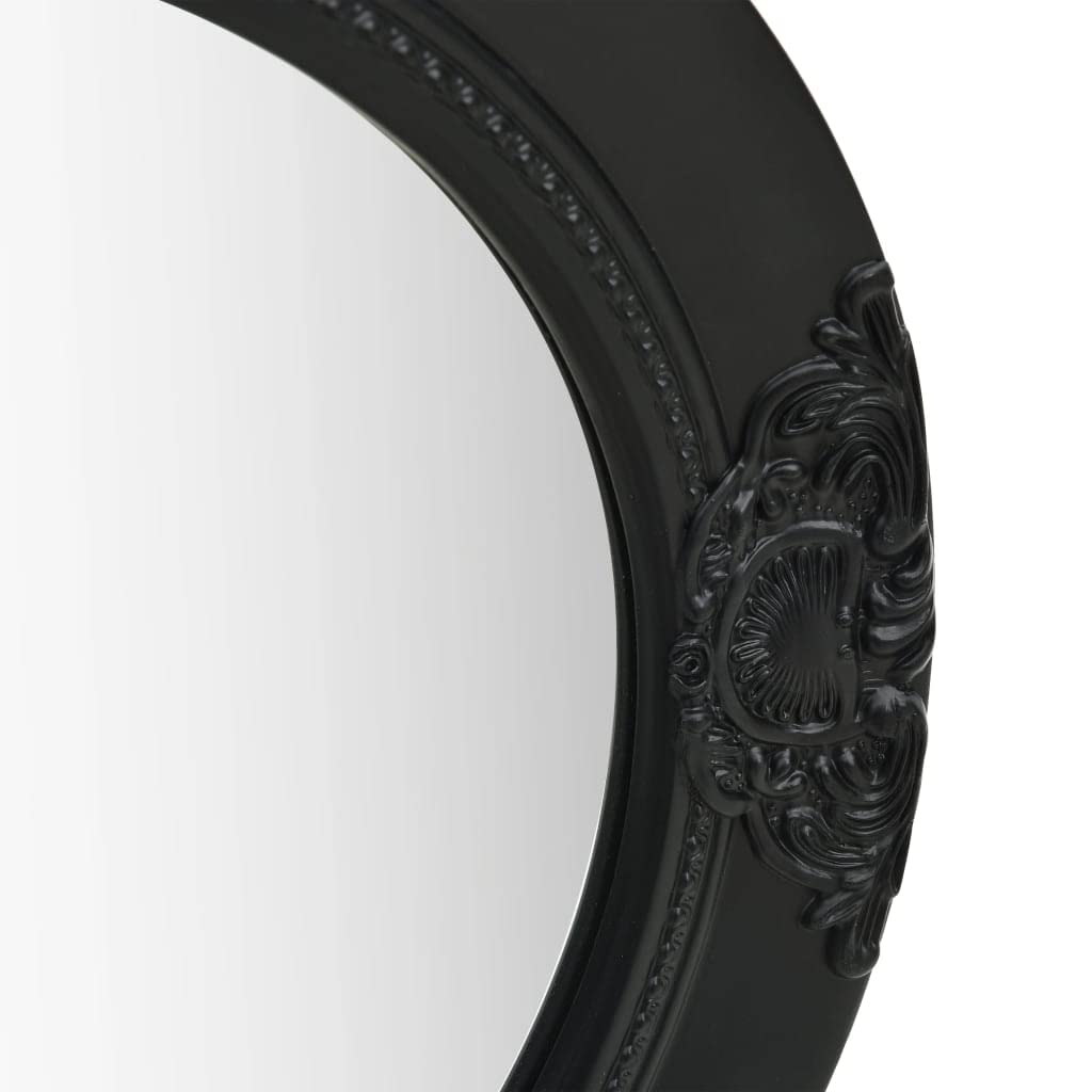 vidaXL Baroque-style antique wall mirror with mounting hooks decorative mirror bathroom mirror hallway mirror coat rack round 50cm black