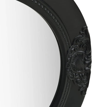 vidaXL Baroque-style antique wall mirror with mounting hooks decorative mirror bathroom mirror hallway mirror coat rack round 50cm black