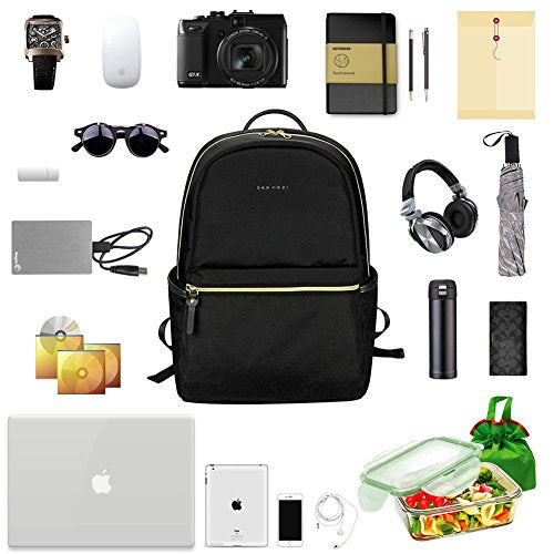 KROSER Laptop Backpack 15.6 Inch School Backpack Travel Daypack Waterproof Nylon Laptop Bag with USB Charging Port for College/Travel/Women/Men-Black (MULTIPLE WAYS)