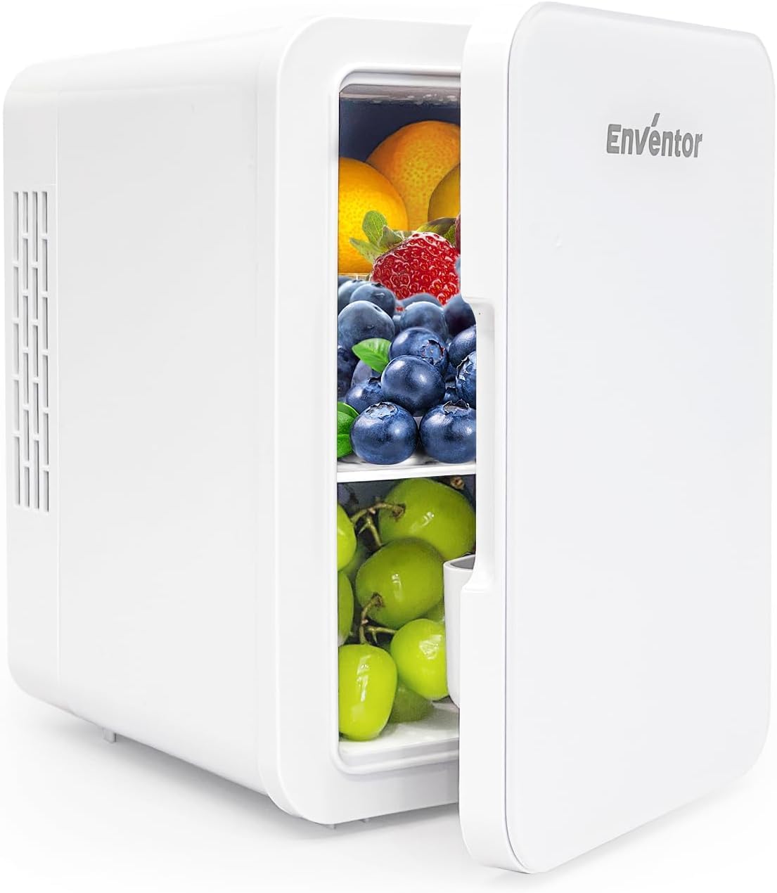 Enventor Mini Fridge 4 Liter, 6 Can Mini Coolers for Bedroom, AC+12V DC Power Cooler and Warmer, Portable Small Fridge for Car, Travel, Cosmetics, Drinks, Fruit, White