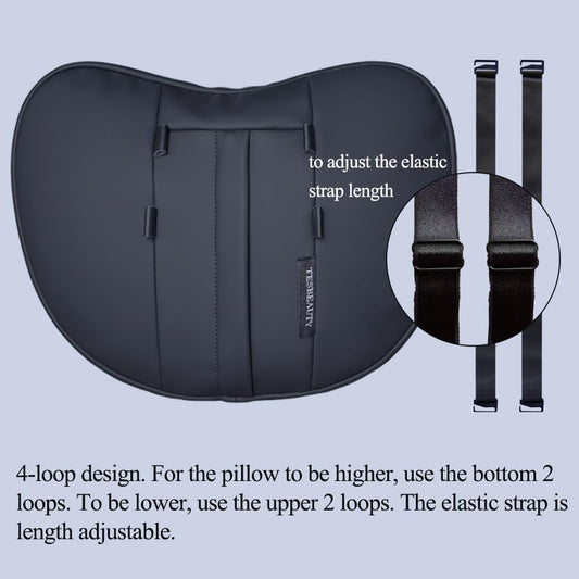 TANOLA Tesbeauty Tesla headrest cushions, neck pillows, unique design, genuine Nappa leather, Black, 2 pack, Rest