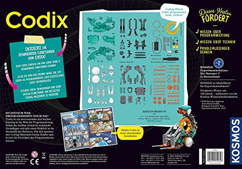Cosmos 620646 Codix - Your Mechanical Coding Robot, Fun Way to Learn Programming, Robot Toy, Experiment Kit for Children Ages 8-12.