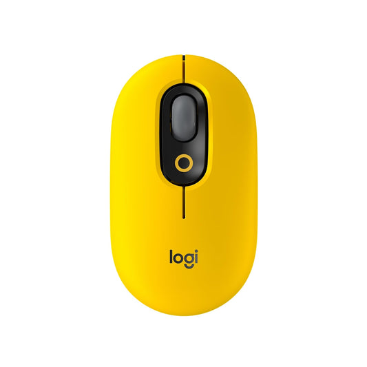 Logitech POP Mouse, wireless mouse with customizable emojis, SilentTouch technology, precise/fast scrolling, compact, Bluetooth, multi-device, OS compatible - Yellow/Black