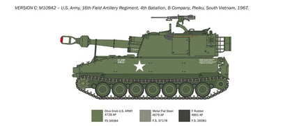 Italeri 6589 6589S 1:35 M-109/A2-A3G Howitzer - realistic replica model kit, plastic construction kit, hobby, glue, unassembled, unpainted, green (IT6589)