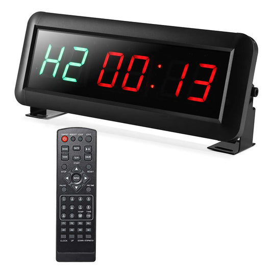 Fitness Timer 1.5 inch digital display interval timer multifunctional workout gym timer wall clock with IR remote control for Crossfit, Tabata, EMOM, MMA.