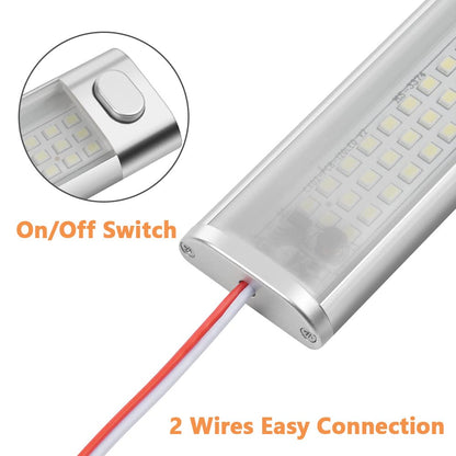 URAQT 168 LED Interior Lighting, 2 Pack LED Strip 2000LM 10W 12V Led Lamp RV LED Interior Light Strip Vehicle Lighting Strip with Switch for Car RV Van Bus Caravan Boat Kitchen Bathroom Bar Truck