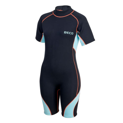 Beco shorty wetsuit for women made of 3 mm CR neoprene, warm ladies' wetsuit with UV protection UPF 50+ and convenient back zipper - in size XL.