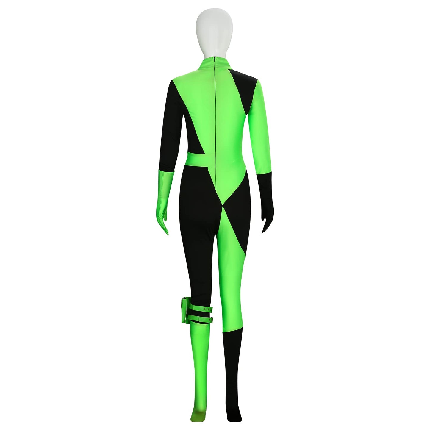 Funhoo Women's Shego Cosplay Costume Bodysuit Jumpsuit with Gloves Leg Bag Green and Black Women's Outfit for Halloween Party Carnival, S