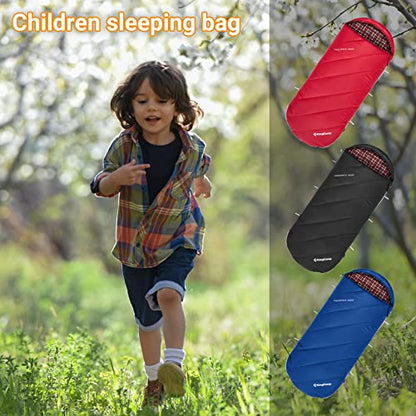 KingCamp XL sleeping bag, winter camping essential! This warm and oversized sleeping bag is perfect for kids on outdoor backpacking, hiking, and indoor/outdoor use in 3-4 seasons.
