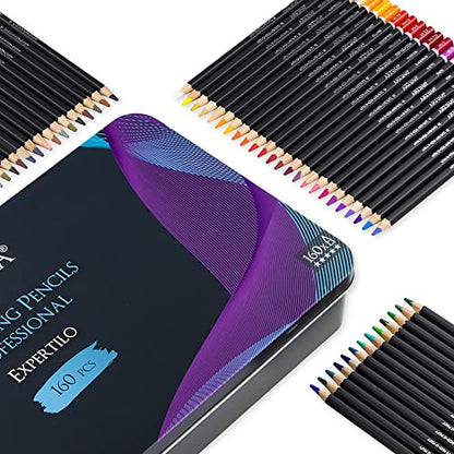 Artina Expertilo XXL Colored Pencil Set 160 Professional - FSC® certified colored pencils break-resistant, highly pigmented, many colorful wooden pencils for artists to draw and paint.