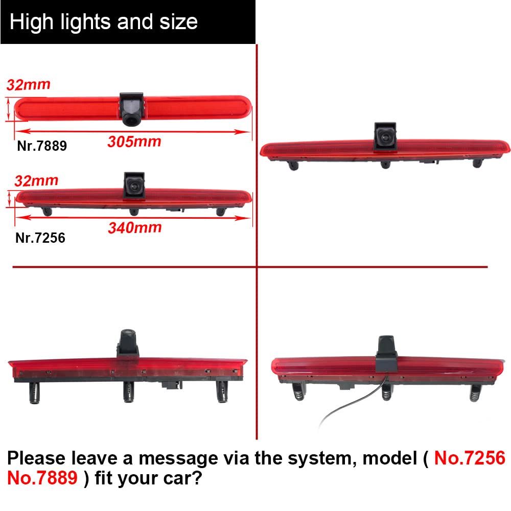 Third Roof Car Original Third Brake Light Rear View Camera, replacement for VW T5 Bus Transporter Multivan Caravelle Business with tailgate third brake light (Not tailgate doors) 2003-2015.