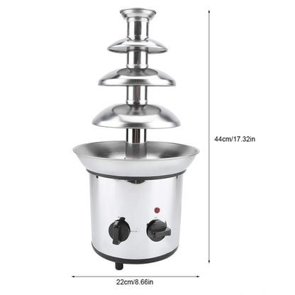 Electric chocolate fountain 170W, stainless steel 4-tiered chocolate fountain for children's birthday parties and weddings.
