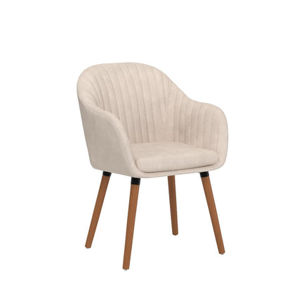 WOLTU dining chairs set of 4 kitchen chair living room chair upholstered chair design chair with armrest velvet solid wood cream white BH95cm-4