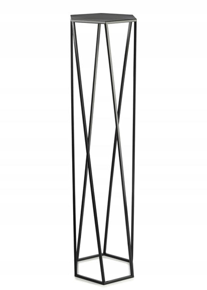 HowHomely Black Metal Flower Stand 100 cm Tall - Sturdy Hexagonal Flower Pot Stand - Loft-style Plant Stand for Indoor Decoration.