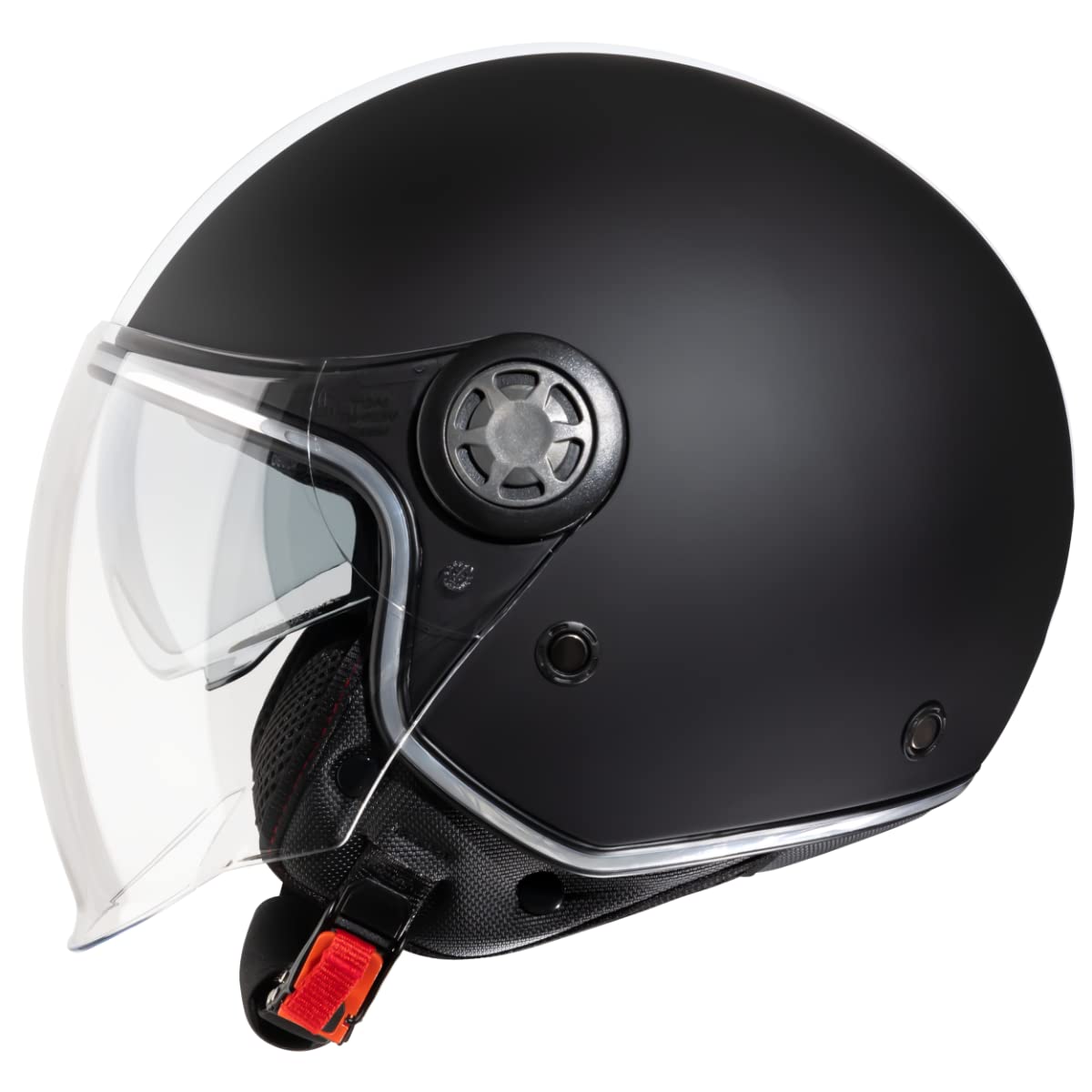 VINZ Parchi Jet Helmet with Double Visor | Scooter Helmet Fashion Helmet with Stripes | In sizes XS-XXL | Motorcycle Helmet with Sun Visor | ECE 22.06 Certified - Matte Black