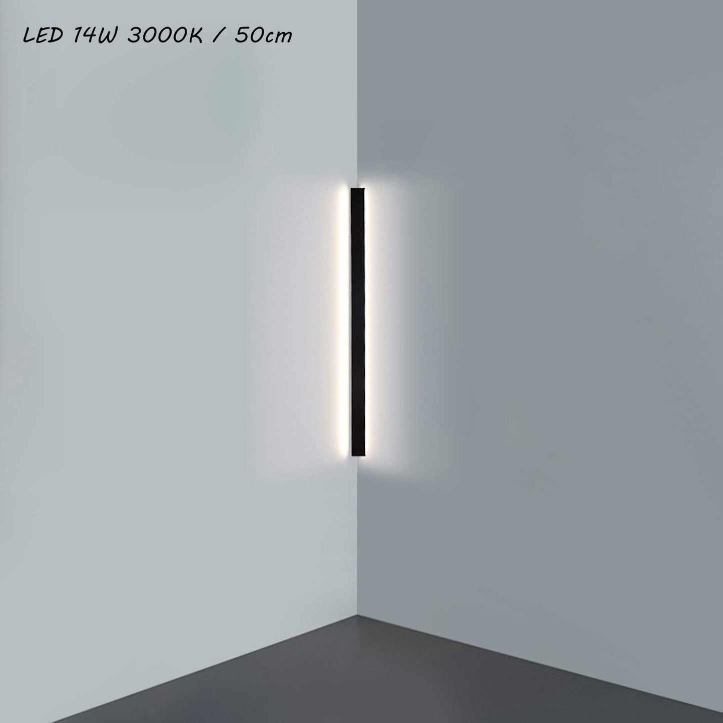 LOMAY Long LED Wall Light Indoor Dimmable with Remote Control, Black Corner Wall Lamp Stairs LED Lighting, 3000K-6000K, Modern Living Room Wall Lighting Made of Aluminum, 50CM/14W