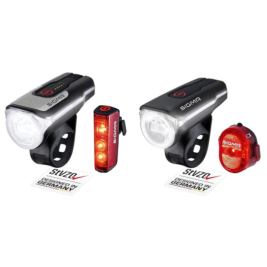 SIGMA SPORT - LED bike light set Aura 80 and Blaze - LED bike light set Aura 60 and Nugget II | StVZO approved, battery-powered front and rear light