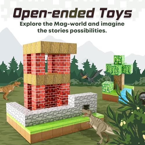 Toylogy Magnetic Building Blocks - Build Mine Magnets World Edition, Magnetic Toy for Boys and Girls ages 3 4 5 6 7 8, Montessori Toy for Kids 3+ Gift for Children...
