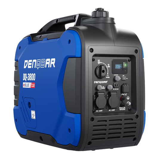 DENQBAR Inverter Power Generator DQ-3800 3800W Gasoline Power Generator with 230V, EcoMode, USB Fast-Load, Super Quiet, LED Display, Portable - For Camping, Garage, Construction Site, RV, and Emergency Generator