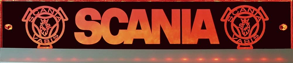 Light-up sign with Scania Vabis logo 60cm x 10cm USB connection ✓ Ideal gift idea ✓ Laser engraved | Stylish LED sign as a truck accessory | Illuminated Scania Vabis sign