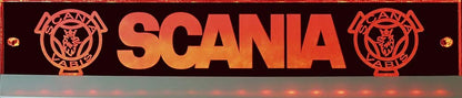 Light-up sign with Scania Vabis logo 60cm x 10cm USB connection ✓ Ideal gift idea ✓ Laser engraved | Stylish LED sign as a truck accessory | Illuminated Scania Vabis sign