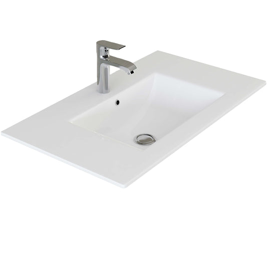 VILSTEIN® Ceramic Sink Square [100CM] - Countertop & Undermount Sink for Bathroom & Guest WC - Bathroom Vanity Sink - Sink Insert - Hand Wash Basin for Washbasin - Bathroom Sink