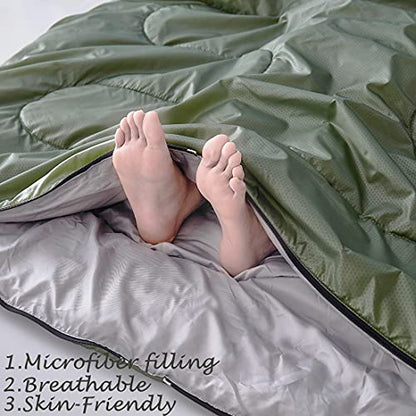 Tuphen Double Sleeping Bag, Sleeping Bag with 2 Pillows, Queen Size XL Bag for 2 People, Cold Warm Weather- 3 Season, Waterproof Adult Sleeping Bag for Camping, Backpacking or Hiking