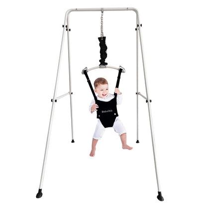 Baby door jumper and baby bouncer with stand for active babies who love to bounce and have fun. For infants 6-24 months old.