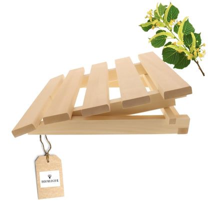 HOFMEISTER® sauna headrest, 40 cm, height adjustable, made of sturdy linden wood, stable sauna backrest ergonomic back support, relax & unwind in the steam bath