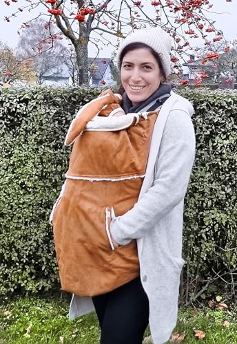 manduca by MaM® > Babywearing Cover Flex < warm & waterproof cover for baby carriers, easy to put on (Promenade Sherpa Brown Sugar)
