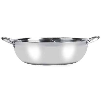 Chinese Hot Pot, Two Room Shabu-Shabu Stainless Steel Pot Deep Pot for 4-5 people, used with induction cooker/gas stove/electric oven/ceramic hob - Silver (34cm)