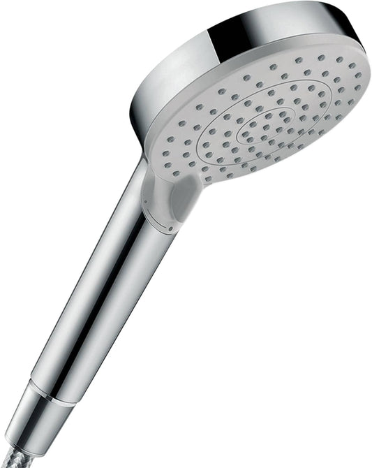 hansgrohe Vernis Blend - water-saving shower head (EcoSmart), handheld shower with 2 spray modes, round shower head (100 mm), water-efficient head with anti-limescale function, chrome, 26340000.