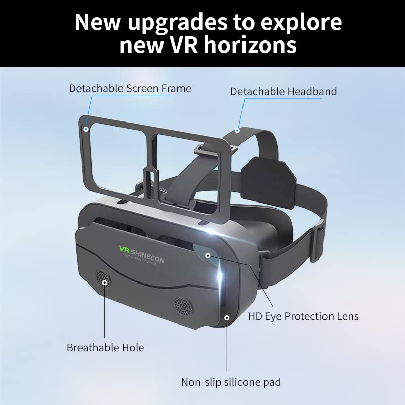 (Newest) VR Goggles 3D, Virtual Reality Goggles, comfortable for 4.5-7.2 inch smartphones, Samsung, Android, 90-100° viewing angle, 360° rotation, with controller (Black)