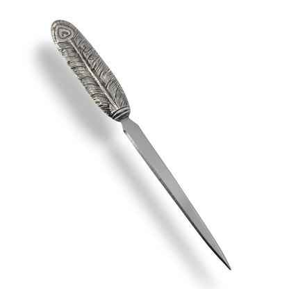 Cavagnini, elegant letter opener made of stainless steel and pewter, including gift box (Quill)
