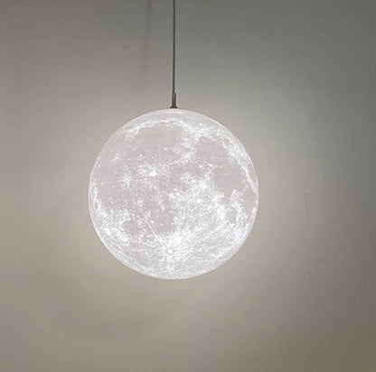 KRIPINC 3D Printing Ceiling Lamp Moon, Creative Pendant Light Moon, Moon Lamp Ceiling Light, Adjustable Height E27 Planet Lamp for Kids' Room Bedroom Living Room Restaurant Bar, Diameter 22cm