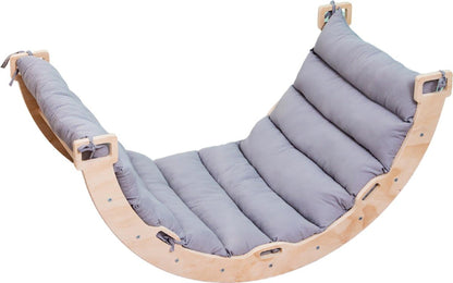 Buxibo Climbing bridge/climbing arch made of wood including pillows - Montessori climbing frame - natural wood - children's toy - 97 x 47 x 52 cm