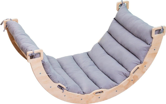 Buxibo Climbing bridge/climbing arch made of wood including pillows - Montessori climbing frame - natural wood - children's toy - 97 x 47 x 52 cm