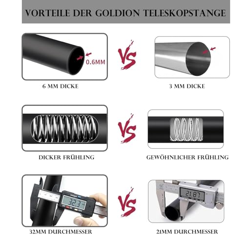 GOLDION telescopic rod without drilling 70-110cm, matte black Extendable telescopic rod for clamping Adjustable length shower curtain rod clothes rail & wardrobe rod
