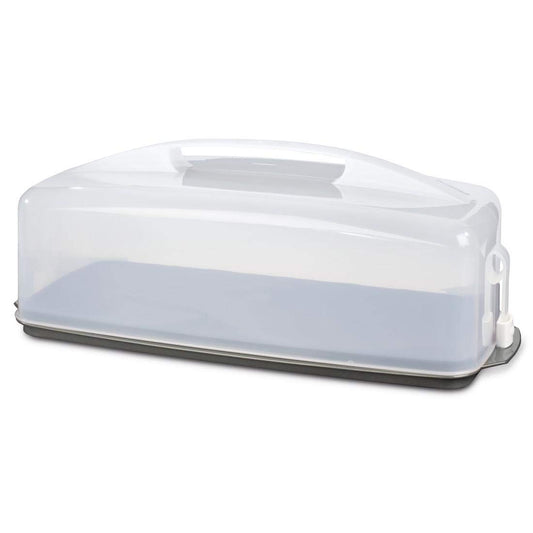 Xavax Cake Transport Box (rectangular cake box for loaf cakes, dishwasher-safe cake container with lid and carrying handle) black