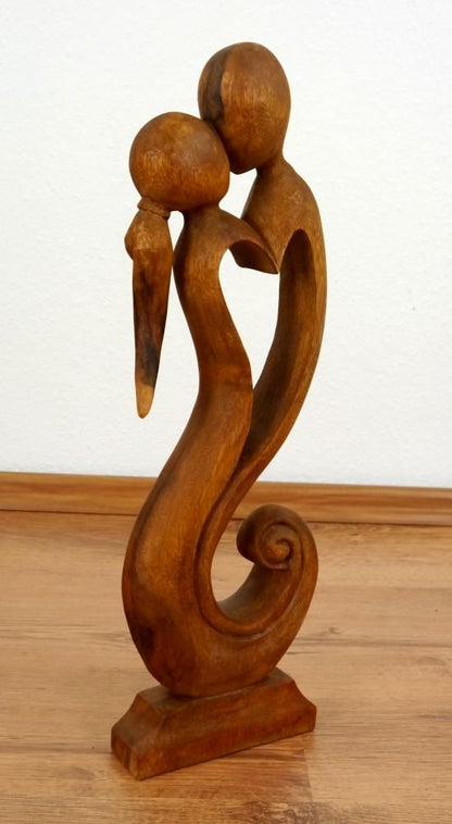Sculpture of love and security, wooden figurine, statue, couple in love, decorative figure, (handmade)