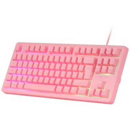MARSGAMING MCP-RGB3, Gaming Keyboard Fixed RGB + Gaming Mouse RGB Flow 3200 DPI + Over-Ear RGB Headset + XXL Mousepad, Pink, Spanish Language.