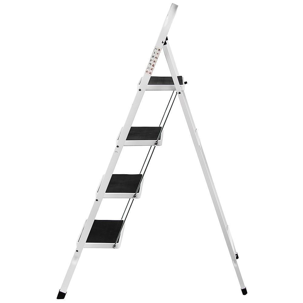 Folding 4-Step Ladder with Compact, Sturdy, High-Quality Steel Steps and Non-Slip Mats for Home/Office/Kitchen.