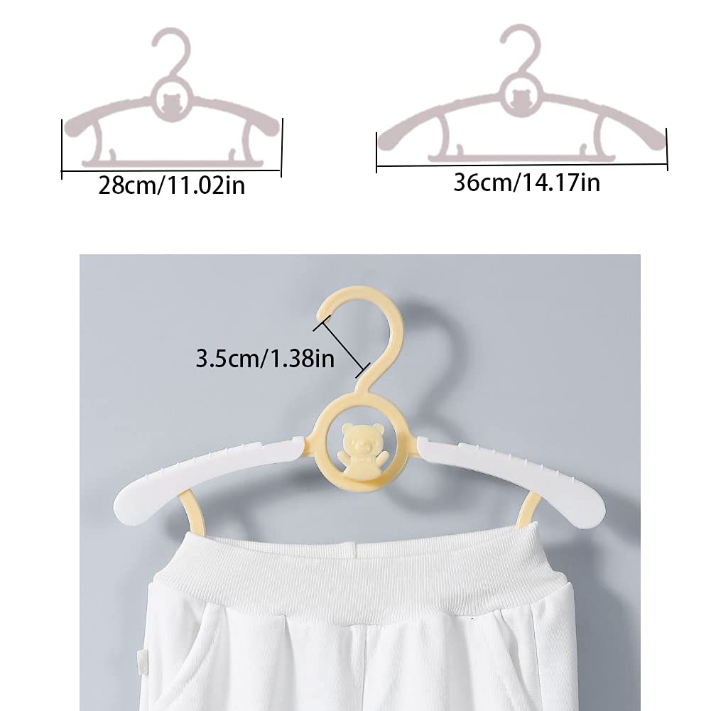 HGYZE Baby Growing Clothes Hangers for Kids, Stackable Hanger + Hooks + Pants Stand, Non-slip Baby Hangers Children's Hangers for Kids Clothes Wardrobe, Space Saving (Color) 20 Pieces