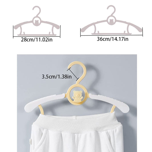 HGYZE Baby Growing Clothes Hangers for Kids, Stackable Hanger + Hooks + Pants Stand, Non-slip Baby Hangers Children's Hangers for Kids Clothes Wardrobe, Space Saving (Color) 20 Pieces